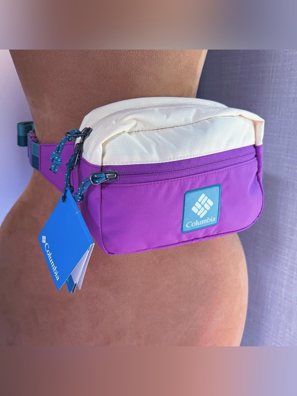 Columbia Trail Traveler Hip Pack NWT Purple Cream Teal Belt Bag
